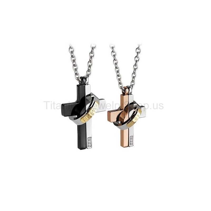 Love Forever Two Layers Titanium Lovers Pendants