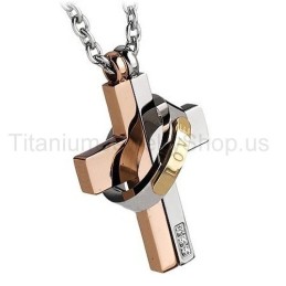 Love Forever Two Layers Titanium Lovers Pendants