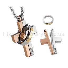 Love Forever Two Layers Titanium Lovers Pendants