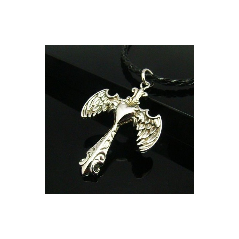 Cool Man Angle Wing Cross Pure Titanium Necklace Pendant Gift Cool Man Angle Wing Cross Pure Titanium Necklace Pendant Gift