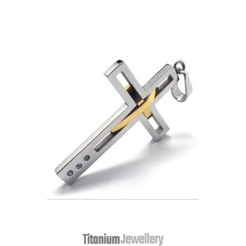 Sutra Man Double Cross Titanium Steel Pendant
