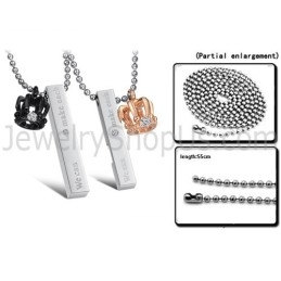 Titanium Rose Gold And Black Royal Crown Lovers Pendants With Free Chians C604