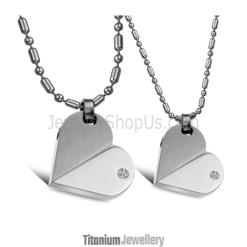 Titanium Silver Sweetheart Pendants With Rhinestones And Free Chains 111 Titanium Silver Sweetheart Pendants With Rhinestones And Free Chains 111