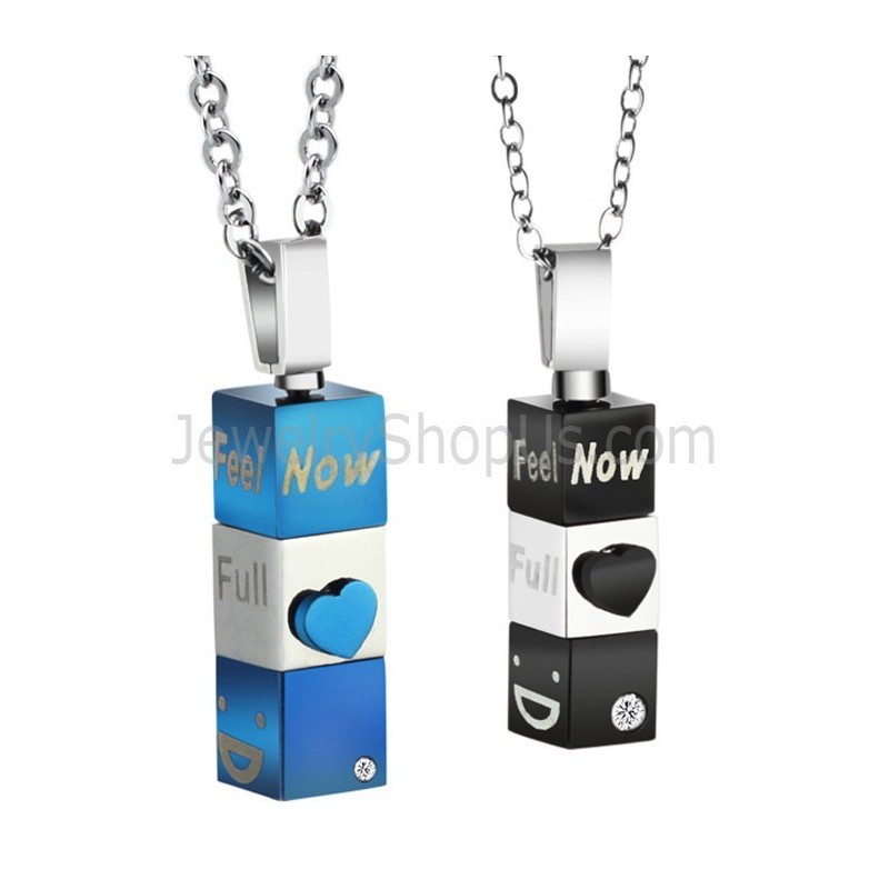 Titanium Cuboid And Sweetheart Lovers Pendants With Rhinestones And Free Chains C482 Titanium Cuboid And Sweetheart Lovers Pendants With Rhinestones And Free Chains C482