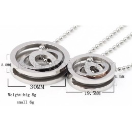 Titanium Black And Rose Gold Rings Lovers Pendants With Free Chains C491