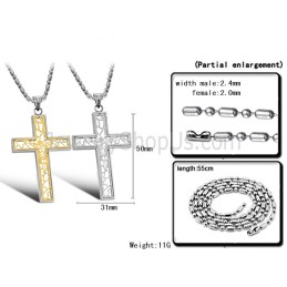 Titanium Gold And Silver Hollow Cross Lovers Pendants And Free Chains C709