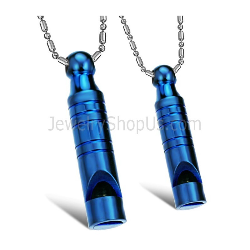 Titanium Blue Whistle Lovers Pendants With Free Chains C205 Titanium Blue Whistle Lovers Pendants With Free Chains C205