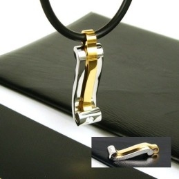 Cool Man Strip Gemstone Titanium Steel Necklace Pendant