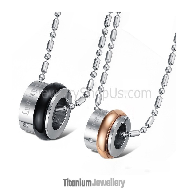 Titanium Lovers Pendants With Rhinestones And Free Chains C729 Titanium Lovers Pendants With Rhinestones And Free Chains C729