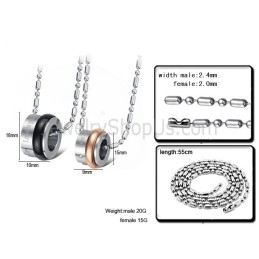Titanium Lovers Pendants With Rhinestones And Free Chains C729