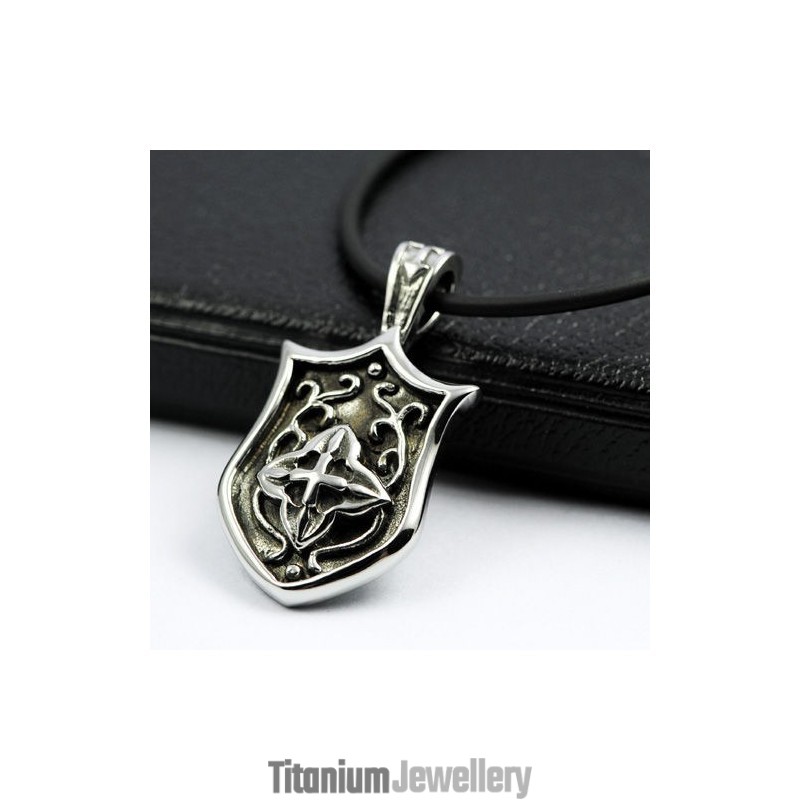 Cool Man Unique Shield Pure Titanium Necklace Pendant Gift Cool Man Unique Shield Pure Titanium Necklace Pendant Gift
