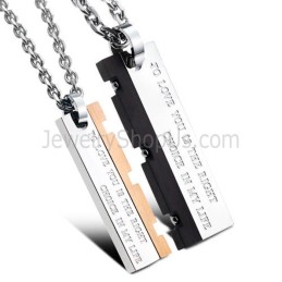 Titanium Rose Gold And Black Great Wall Lovers Pendants With Free Chains C621