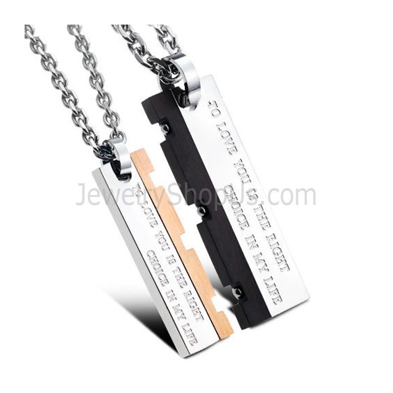 Titanium Rose Gold And Black Great Wall Lovers Pendants With Free Chains C621 Titanium Rose Gold And Black Great Wall Lovers Pendants With Free Chains C621
