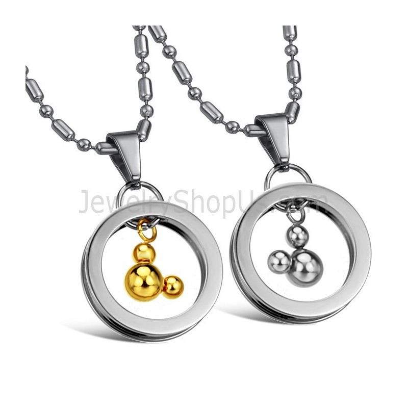 Titanium Silver And Gold Mickey Pendants With Free Chains 264 Titanium Silver And Gold Mickey Pendants With Free Chains 264