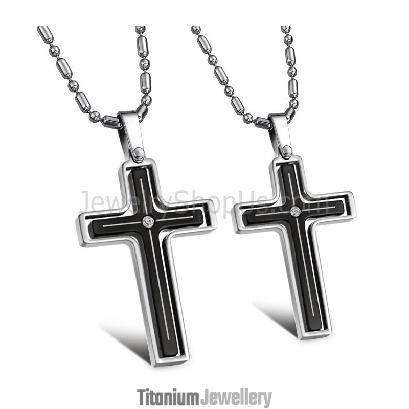 Titanium Inlay Cross Lovers Pendants With Rhinestones And Free Chains 116 Titanium Inlay Cross Lovers Pendants With Rhinestones And Free Chains 116