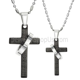 Titanium Black Cross Lovers Pendants With Free Chains C287