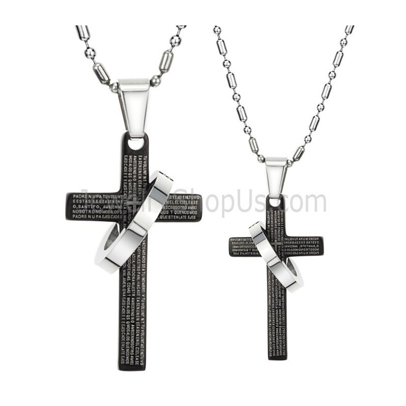 Titanium Black Cross Lovers Pendants With Free Chains C287