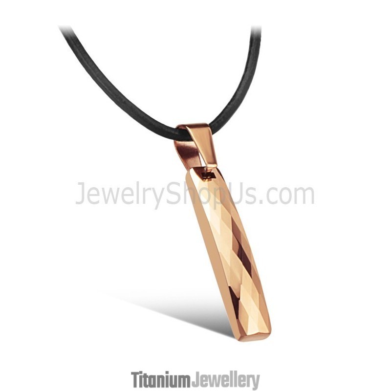 Rectangle Rose Gold Tungsten Intricate Multifaceted Design Pendant C631