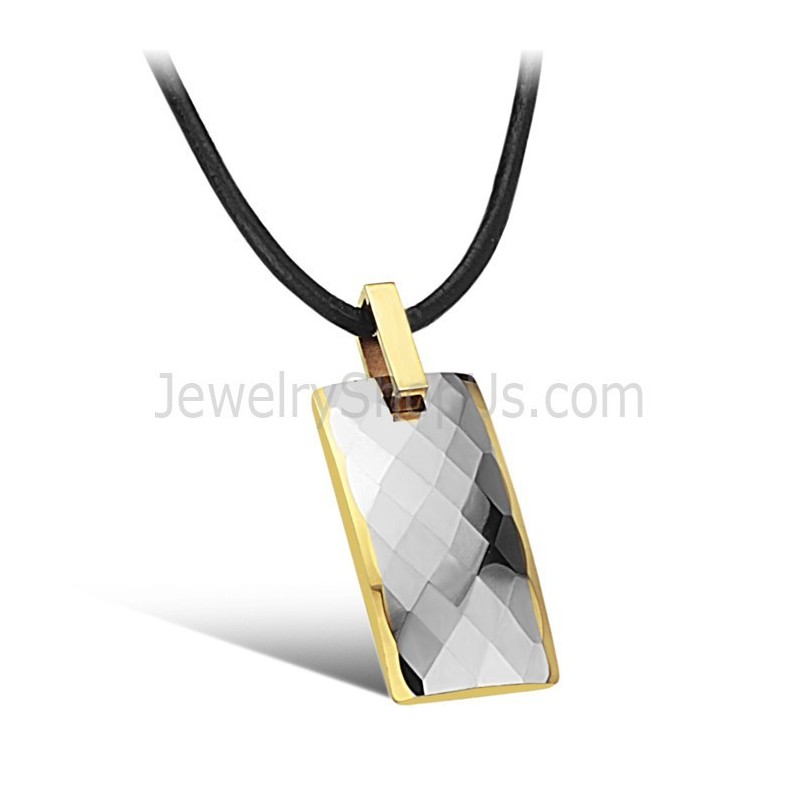 Tungsten Intricate Multifaceted Design Pendant With Plating 18K Gold C632 Tungsten Intricate Multifaceted Design Pendant With Plating 18K Gold C632