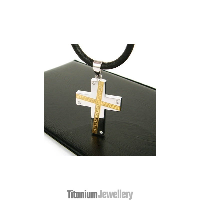 Cool Man Cross Gemstone-Pure Titanium Pendant Cool Man Cross Gemstone-Pure Titanium Pendant