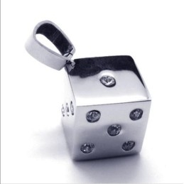 Unique Man Dice Gemstone-Pure Titanium Necklace Pendant