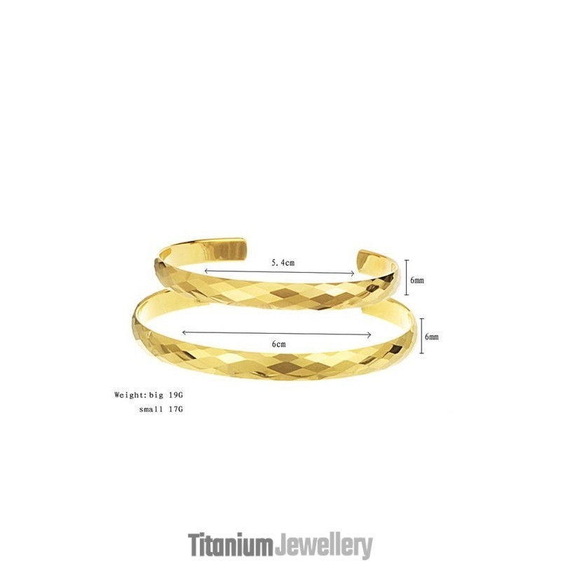 High Polish Tungsten Gold Intricate Multifaceted Design Bracelet Couple Bangles C893