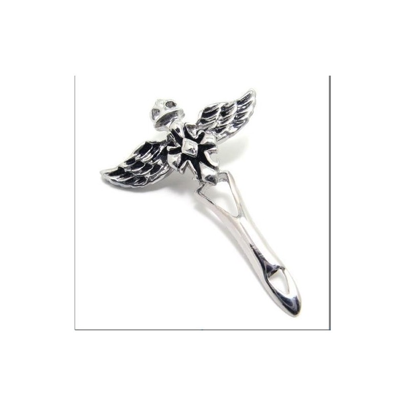 Man'S Titanium Steel Angel Wing Cross Pendant Necklace Man'S Titanium Steel Angel Wing Cross Pendant Necklace
