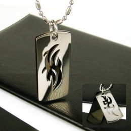 Man 2 Layer Symbol Pure Titanium Necklace Pendant Free Chain