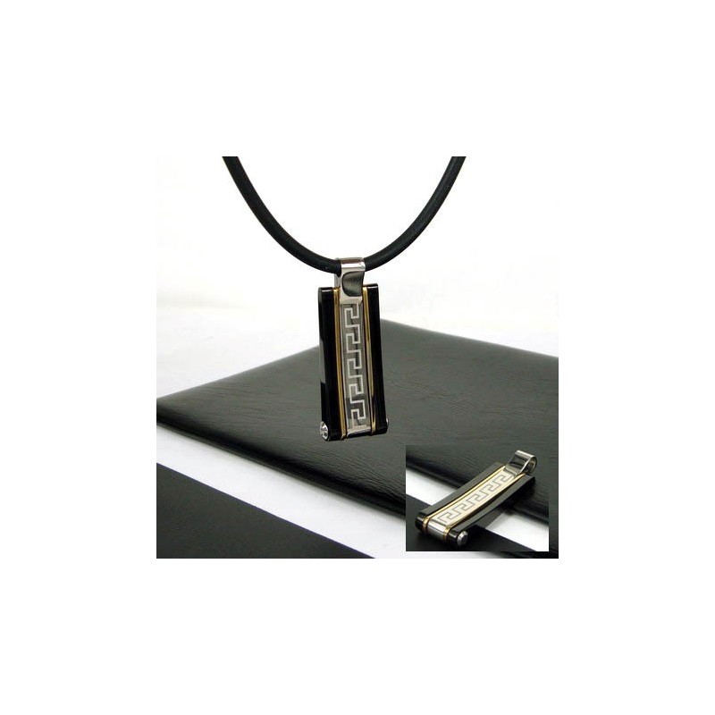 Cool Man Unique Glyph Strip Titanium Steel Necklace Pendant