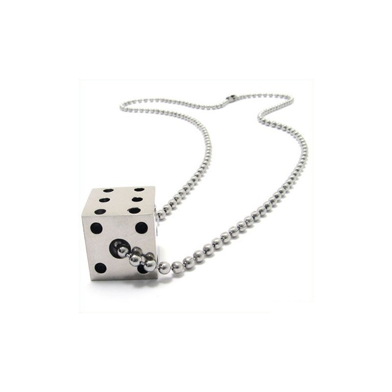 Cool Man Solid Dice Pure Titanium Necklace Pendant Cool Man Solid Dice Pure Titanium Necklace Pendant