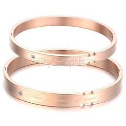 Tatanium Rose Gold Couple Bangles With Rhinestones C710