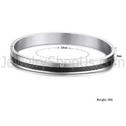 Tatanium Rose Gold And Black Grid Couple Bangles With Rhinestones C746