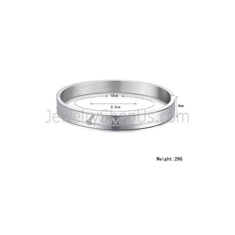 Tatanium "Love" Couple Bangles With Rhinestones C874