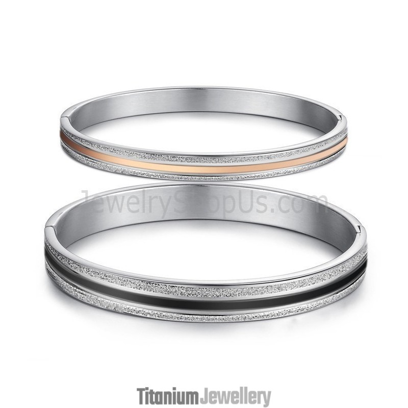 Tatanium Rose Gold And Black Couple Bangles C869 Tatanium Rose Gold And Black Couple Bangles C869