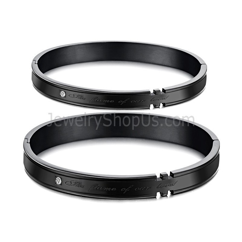 Tatanium Couple Bangles With Rhinestones (Black,Rose Gold) C731