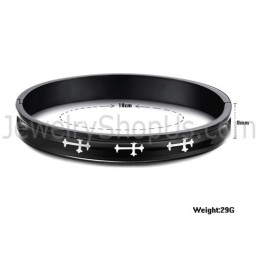 Tatanium Black Couple Bangles With White Cross C747