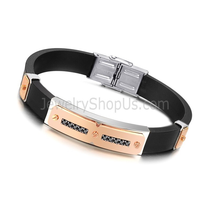 Titanium With Silicone Magnetic Energy Health Men's Bracelet C703