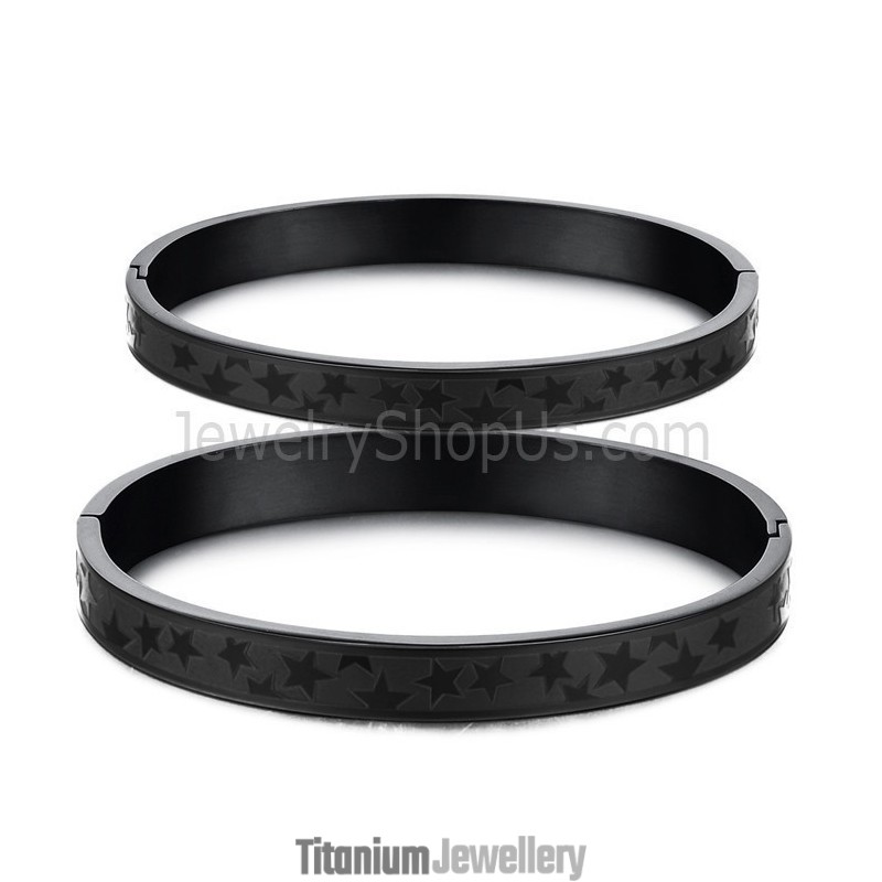 Tatanium Black Stars Couple Bangles C863
