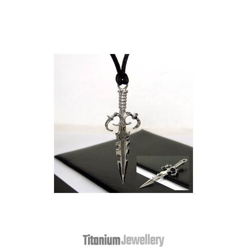 Cool Man Sword Cross Pure Titanium Necklace Pendant