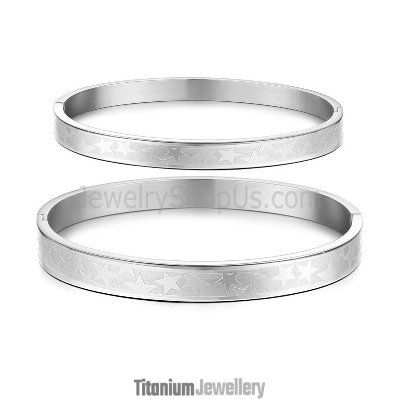 Tatanium Couple Bangles With Stars C863 Tatanium Couple Bangles With Stars C863