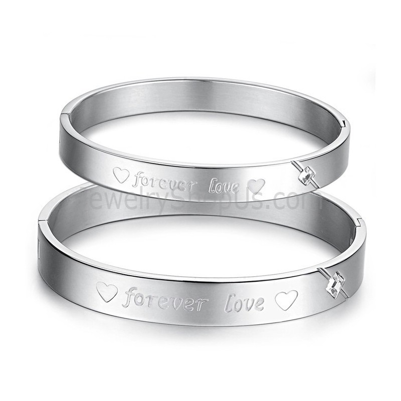 Tatanium Sweetheart "Forever Love" Couple Bangles With Rhinestones C847 Tatanium Sweetheart "Forever Love" Couple Bangles With Rhinestones C847