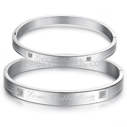 Tatanium "Love Collection" Couple Bangles With Rhinestones C849