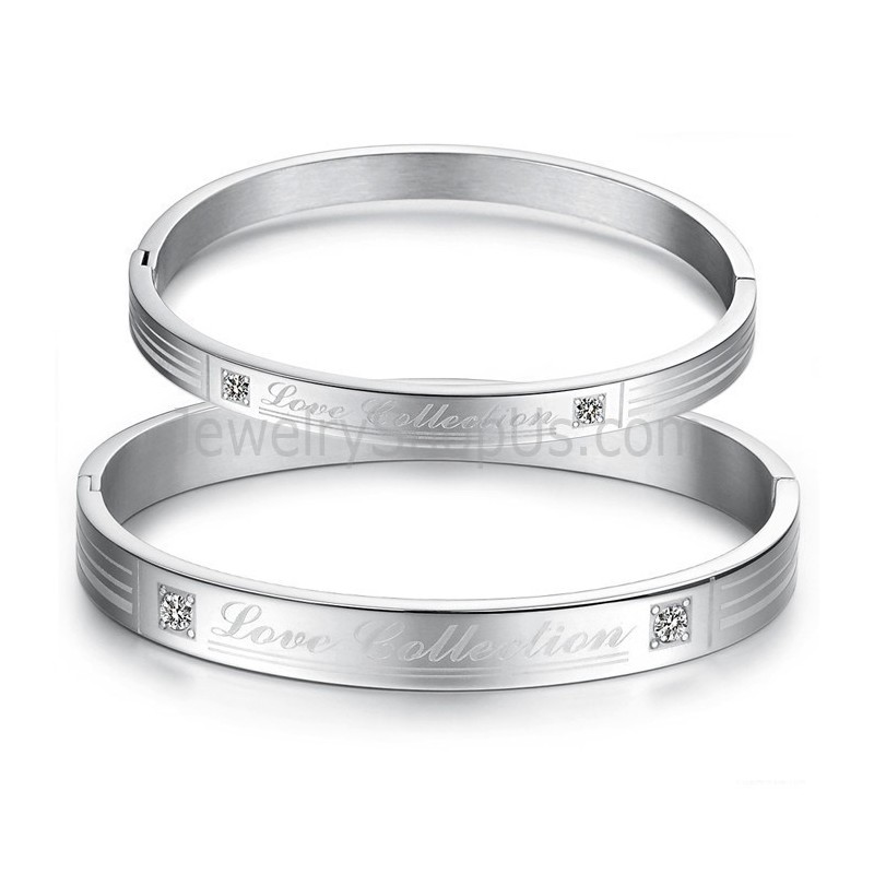 Tatanium "Love Collection" Couple Bangles With Rhinestones C849