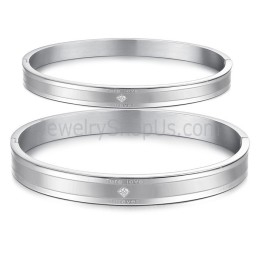 Tatanium "Ture Love Forever" Couple Bangles With Rhinestones C861