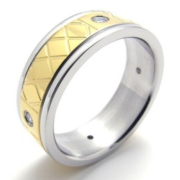 Gold Diamond Titanium Ring