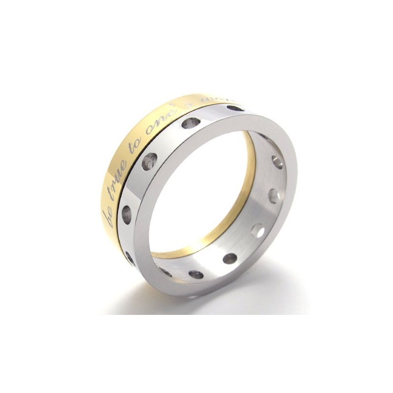 Half Gold Titanium Ring