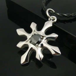 Man'S Titanium Steel Cross With Black Agate Pendant