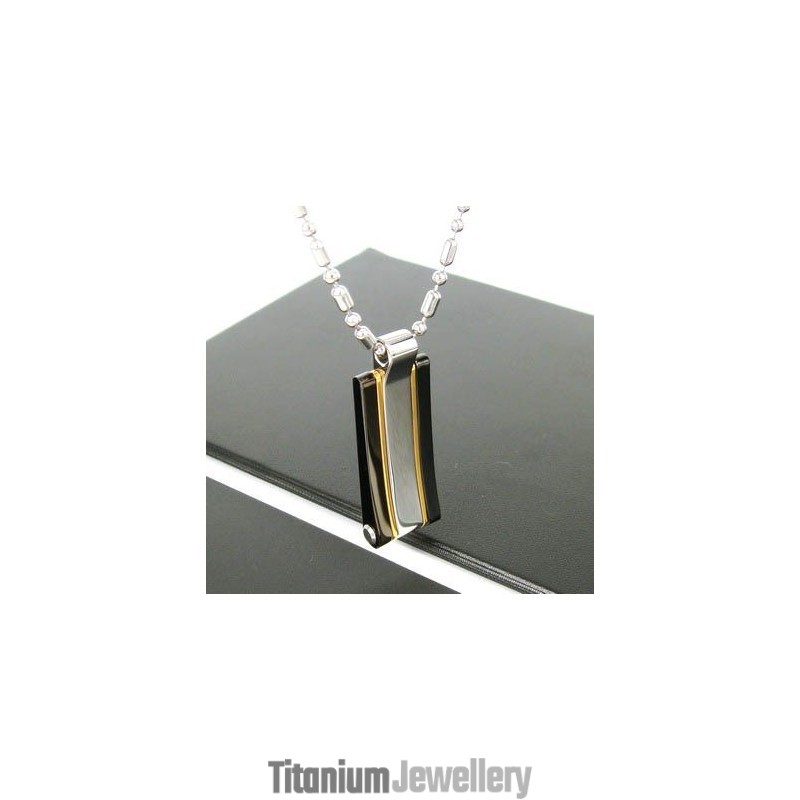 Sutra Man 24K Gold Laid Slick Titanium Steel Pendant Necklace Sutra Man 24K Gold Laid Slick Titanium Steel Pendant Necklace