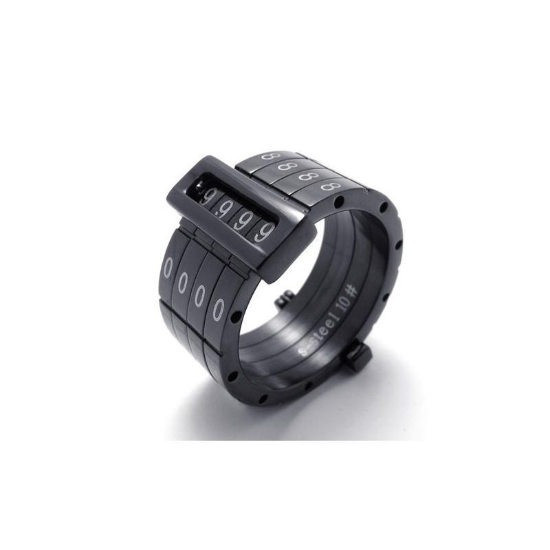 Black Puzzle Code Lovers Titanium Ring Black Puzzle Code Lovers Titanium Ring