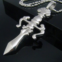Cool Man Shining Sword Cross Pure Titanium Necklace Pendant